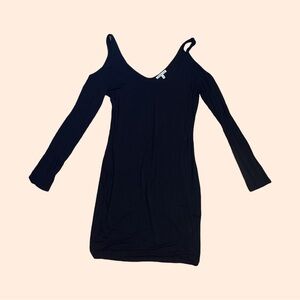 Cold Shoulder Black Bodycon Dress